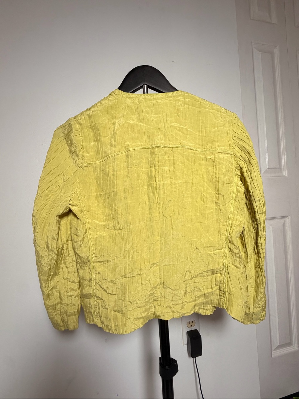 Talbots Yellow Crinkled Button-Front Jacket - Picture 3 of 3